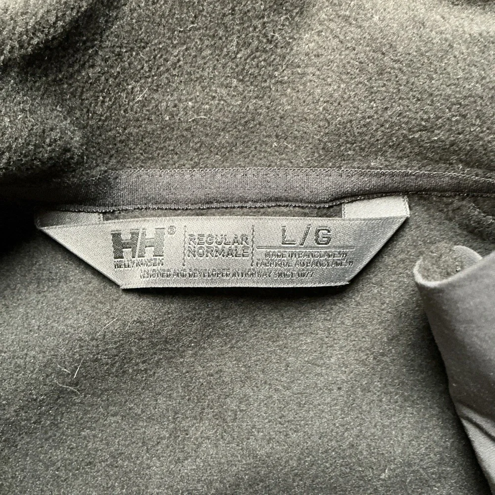Helly Hansen Men's Full Zip Fleece Jacket LARGE Black‎ Gray Outdoor Hiking
